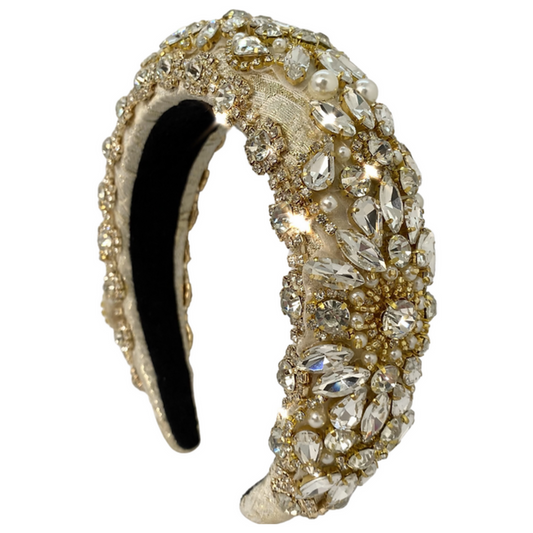 Alice Special Edition All Over Golden Crystal & Pearl Headband