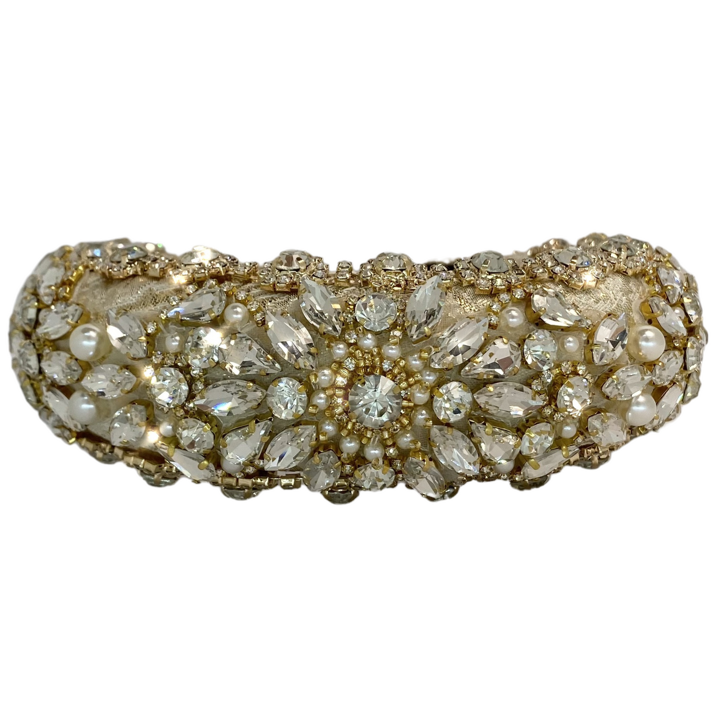 Alice Special Edition All Over Golden Crystal & Pearl Headband