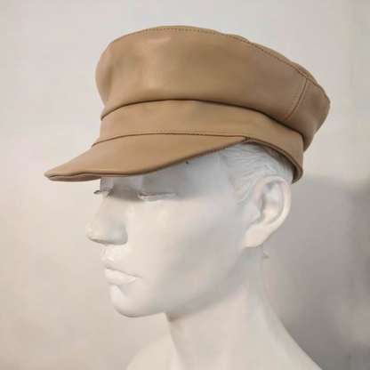 Camille Leather Baker Boy Cap