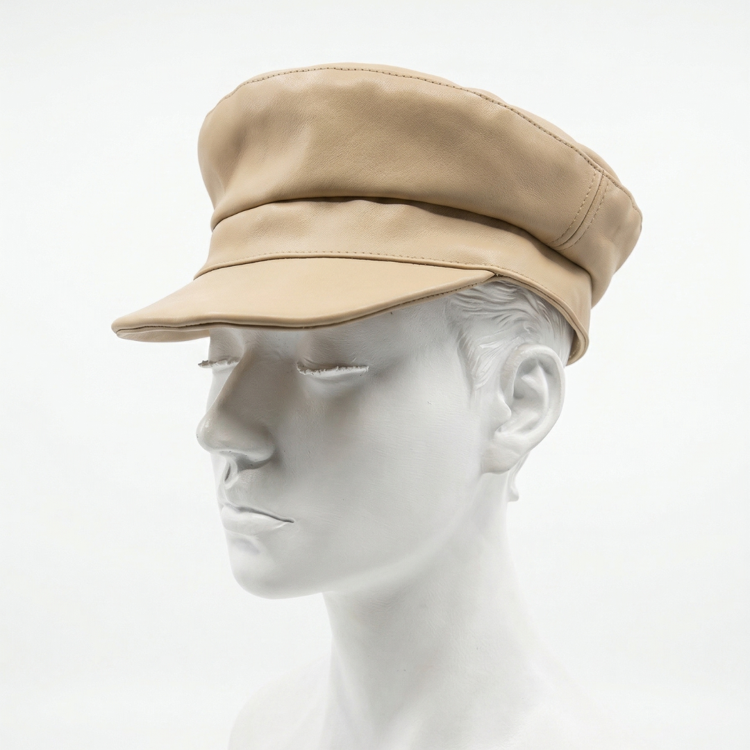 Camille Leather Baker Boy Cap