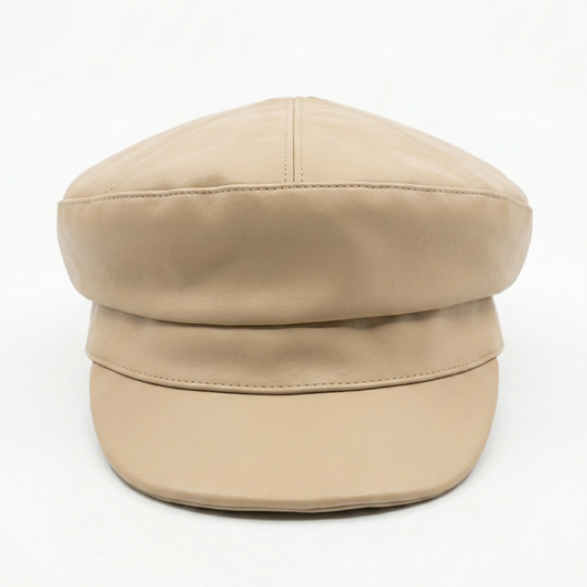 Camille Leather Baker Boy Cap