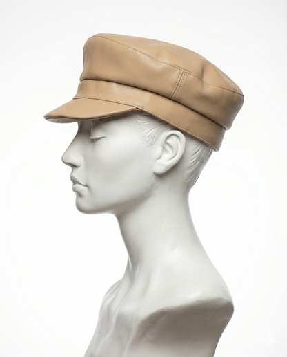 Camille Leather Baker Boy Cap