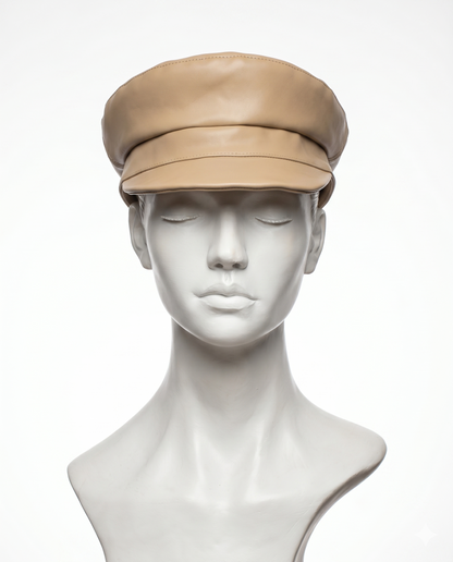 Camille Leather Baker Boy Cap